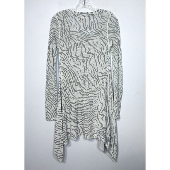 Rebecca Taylor Asymmetrical Dress Sz S Sheer Open Knit Silk Cashmere Stripes - Picture 3 of 16